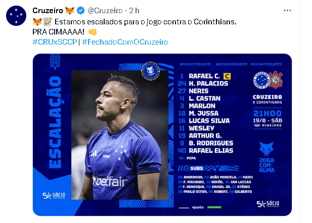 Corinthians marca e empata com Cruzeiro no fim do jogo 