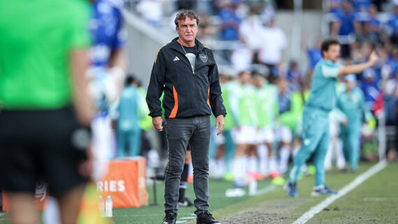 Cuca na reestreia pelo Galo (foto: Pedro Souza / Atlético)