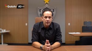 Bruno Muzzi, CEO do Atlético, em pronunciamento sobre a adesão do clube à LFU (foto: Reprodução / GaloTV)
