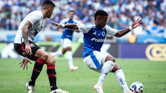 Arroyo marcou primeiro gol pelo Cruzeiro. (foto: Gustavo Aleixo/Cruzeiro.)
