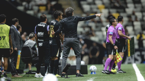 Eduardo Domínguez, na vitória do Atlético diante do Juventud (URU) (foto: Pedro Souza / Atlético)